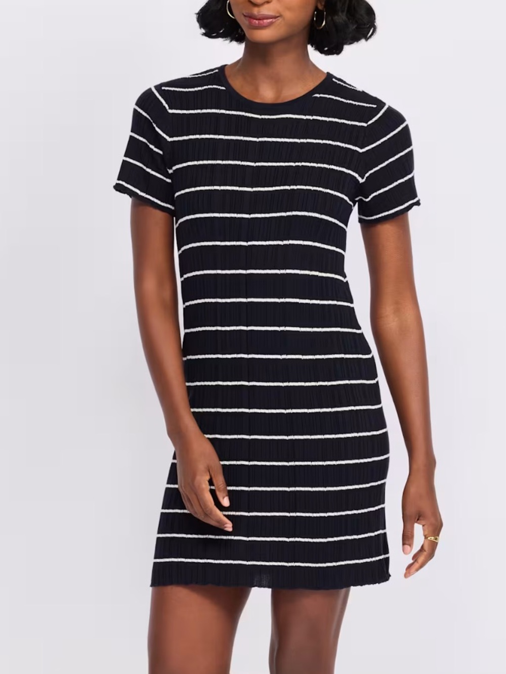 Z Supply Franka Mini Dress Size M Navy Blue White Striped Ribbed Knit Wool NWT
